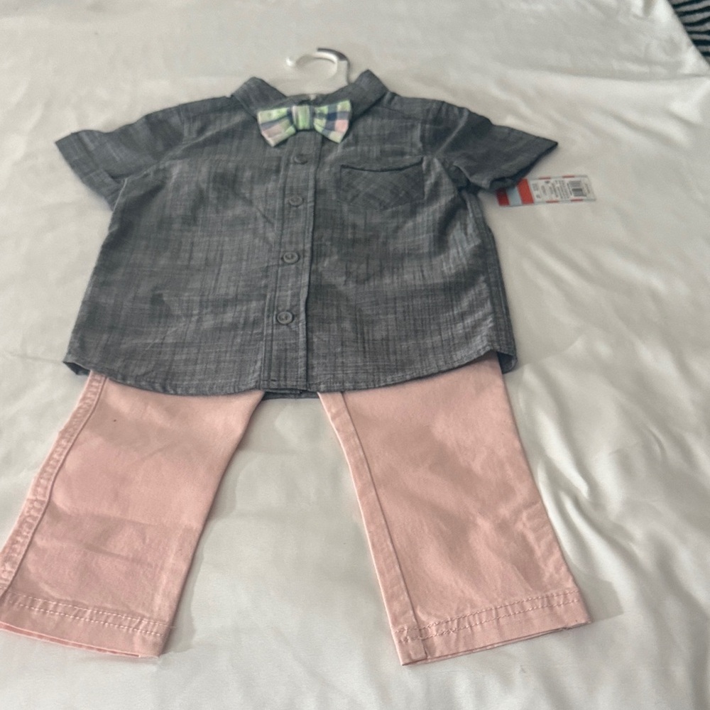 Cat & Jack Gray Button Down Shirt with Pink Pants